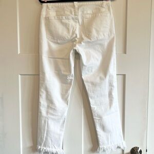 White Frayed Hem Women Jeans